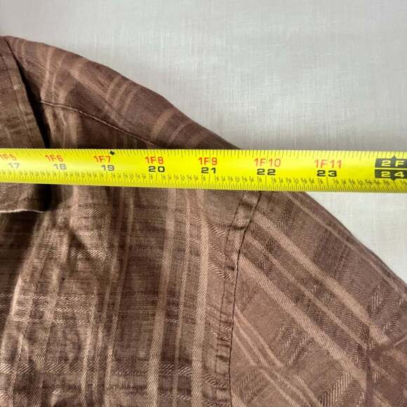 Stacy Adams Men's 2XL Short Sleeve Brown Cotton Linen Shirt - Picture 3 of 10
